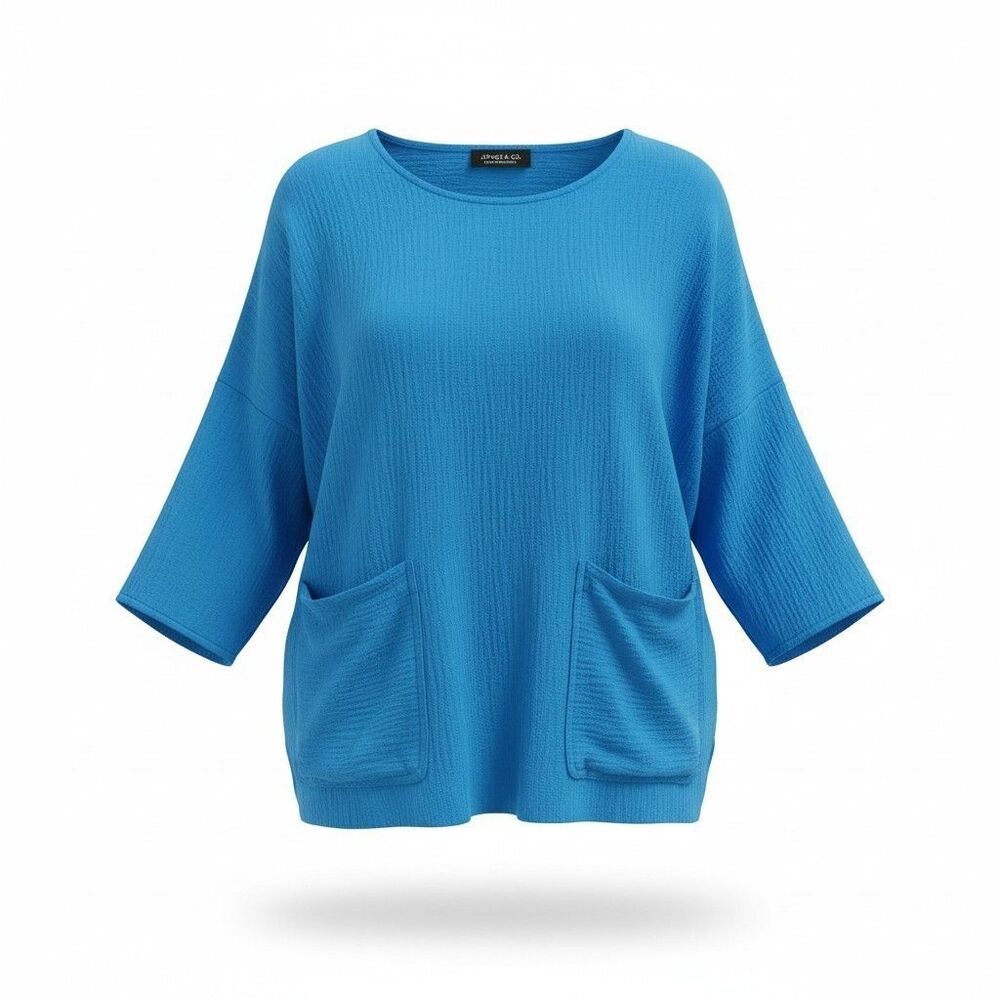 Jones New York Sport Women’s 3/4  Sleeve Blue Top 100% Cotton Size2X